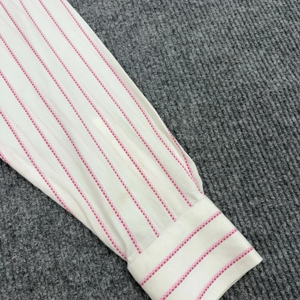 Banana Republic Button Down Men L White Cotton Striped Long Sleeve Classic Style